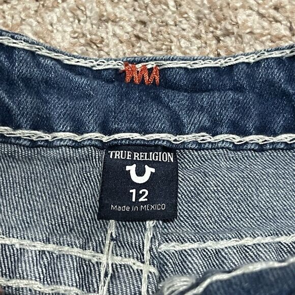 True Religion Bobby Super T Denim Shorts Cut Off Raw Hem Women’s Size 12 - NWT - Picture 3 of 12